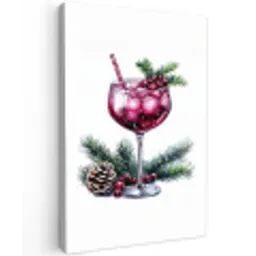 Winter - Cocktail - Decoratie - Drank - Kerst Tuinposter op houten frame 2 cm dik middel -3d