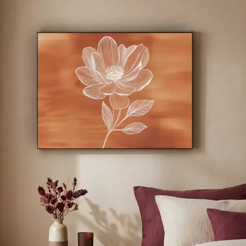 Bloem - Minimalistisch - Wit Textielframe zwart klein -sfeer1