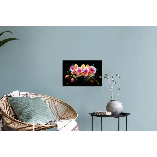 Orchidee - Graffiti - Kleurrijk - Bloemen - Abstract Muursticker klein -plant