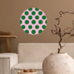 Polkadots - Patroon - Groen Wandcirkel behangsticker klein 186 -sfeer1