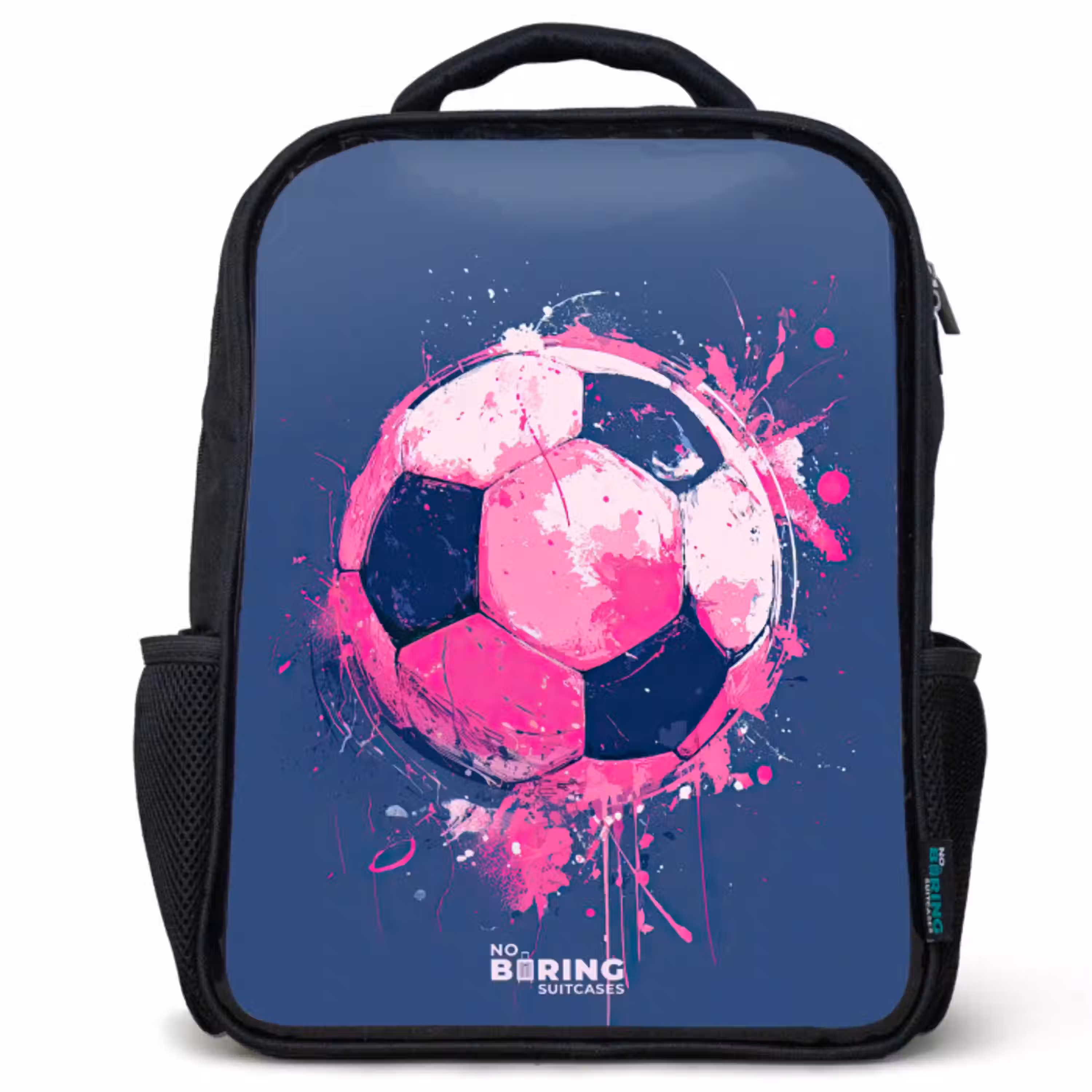 Voetbal -  Verf - Roze - Blauw Rugzak - Zwart middel -3d