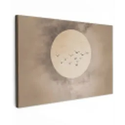 Vogel - Beige - Japandi Tuinposter op houten frame 2 cm dik klein -3d