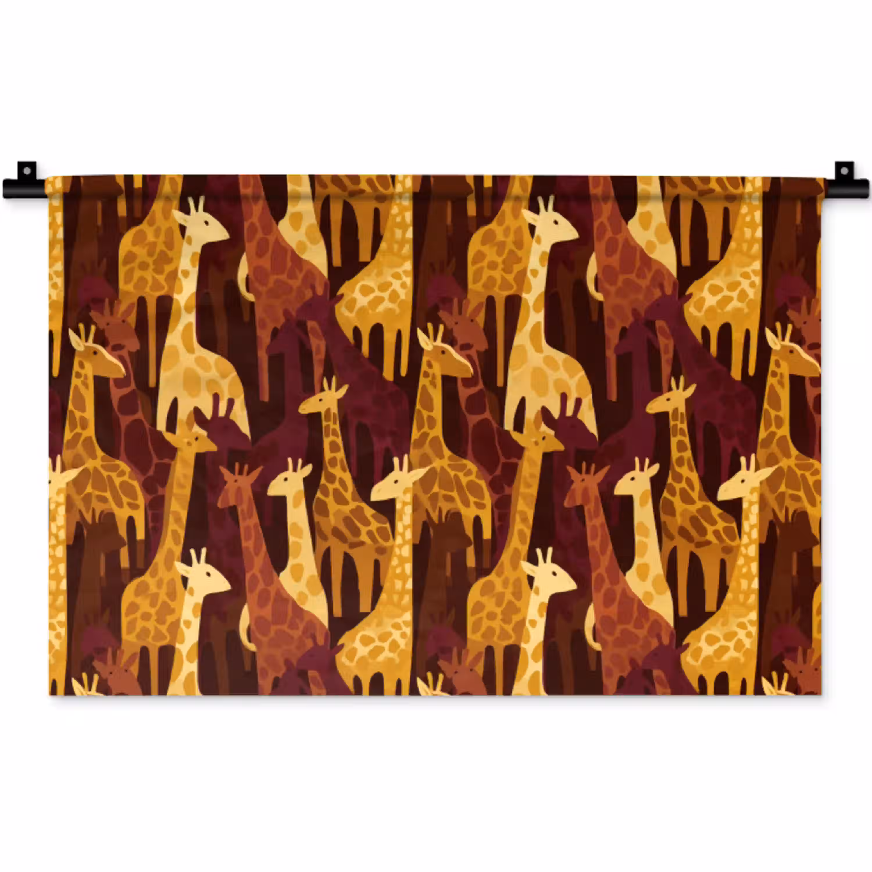 Bruin - Giraffen - Safari - Patroon Wandkleed katoen klein 269 -zz3d