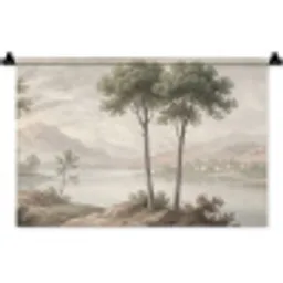 Bomen - Meer - Bergen - Illustratie Wandkleed katoen klein -zz3d