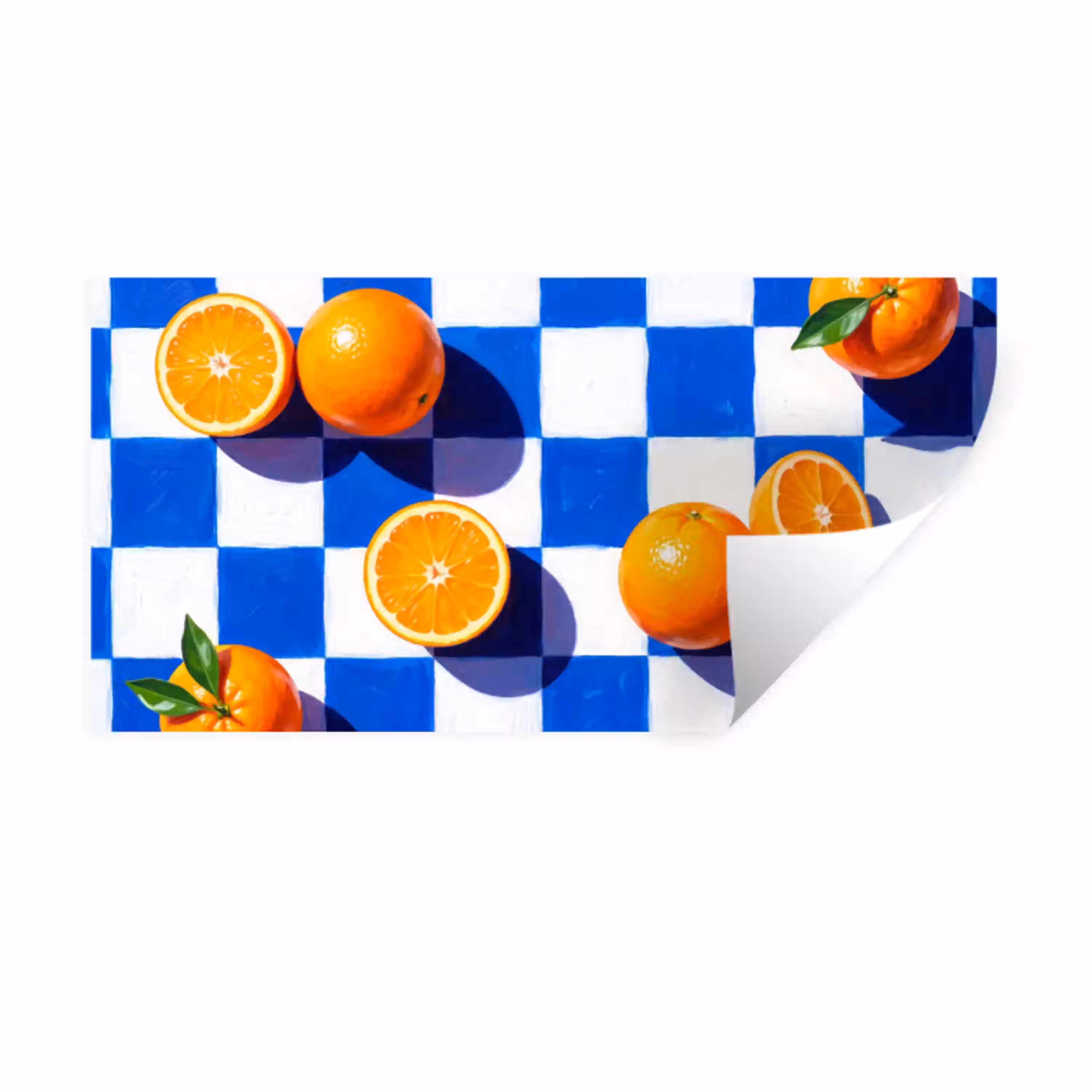 Sinaasappel - Geruit - Eten Muursticker klein -3d