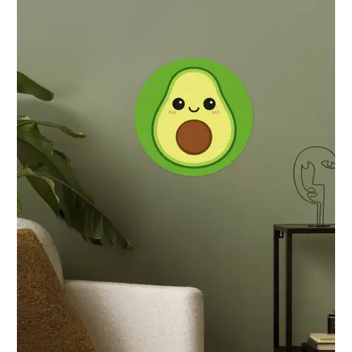 Avocado - Groen - Speels Wandcirkel behangsticker klein -sfeer2