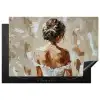 Vrouw - Verf - Abstract - Beige - Modern Inductie beschermer vinyl 3mm klein -3d