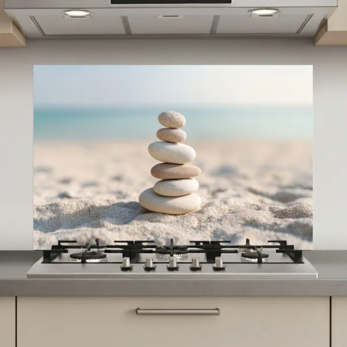 Stenen - Stapel - Zand - Zee keuken achterwand spatscherm klein -3d_website