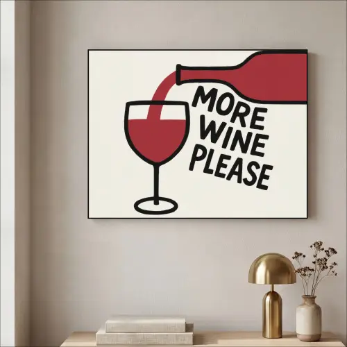 Wijnfles - Quote - Rood - Glas Textielframe zwart klein -sfeer2