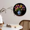 Tulpen - Kleuren - Hout - Vaas Wandcirkel kunststof plaat 5mm dik klein -sfeer4