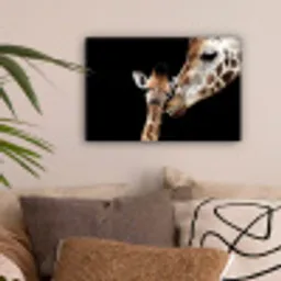 Giraffe - Dieren - Zwart - Portret - Dieren canvas 2cm klein -sfeer1