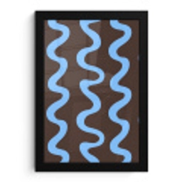 Kronkelende lijnen - Blauw - Bruin - Minimalistisch fotolijst zwart zonder passe partout klein 224 -3d