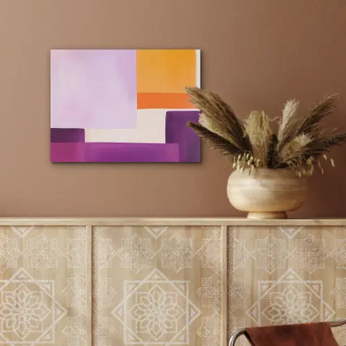 Vlakken - Abstract - Rechthoekig - Oranje PET vilt klein -sfeer4