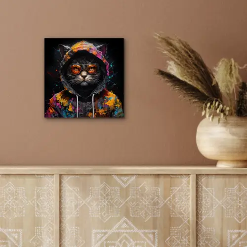 Kat - Jas - Graffiti - Bril - Zwart aluminium wit klein -sfeer4