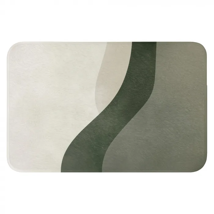 Japandi - Groen - Abstract - Modern WCmat klein -3d