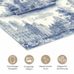 Huizen - Bomen - Water - Vogels - Blauw poster papier klein 62 -tcloseup_DE