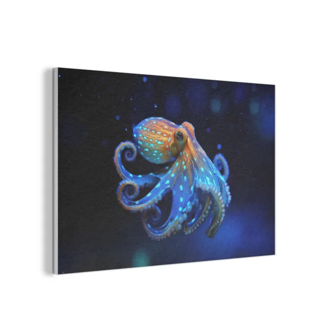 Akoestisch schilderij - Octopus - Stippen - Blauw - Zee