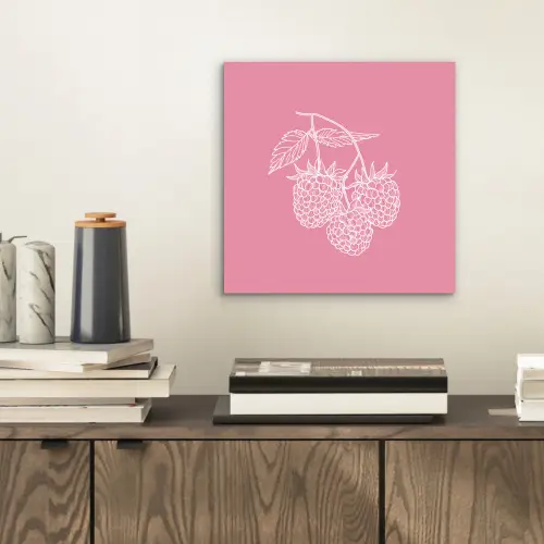 Frambozen - Steel - Getekend - Roze aluminium wit klein -sfeer1