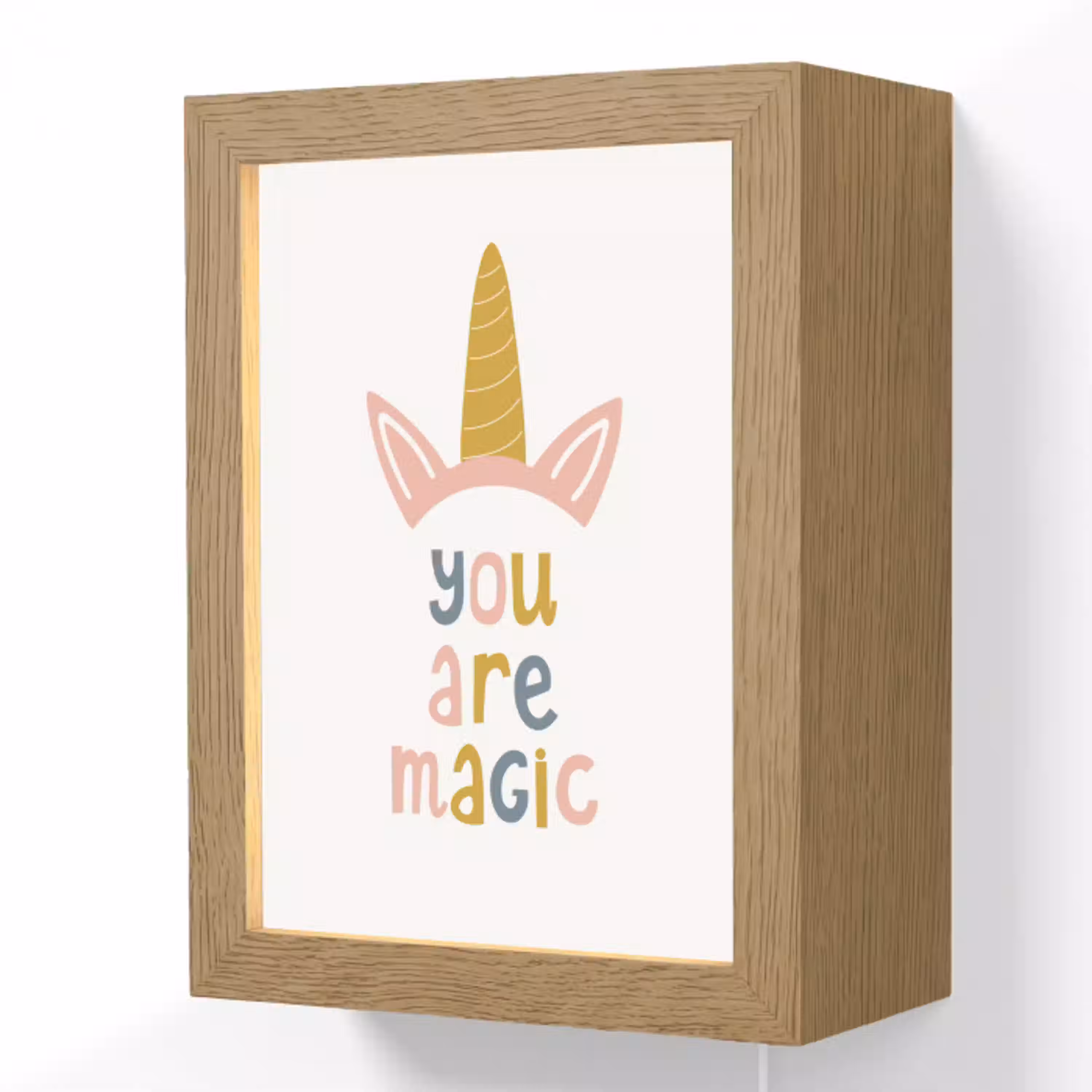 Kinderen - Eenhoorn - Wit - Quote - You are magic Light Box met kabel (Wandlamp kind) klein -3d
