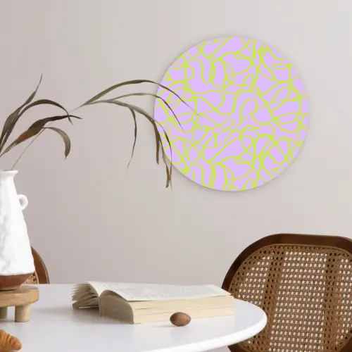 Abstract - Lila - Groen - Pastel Wandcirkel plexiglas klein 852 -sfeer4