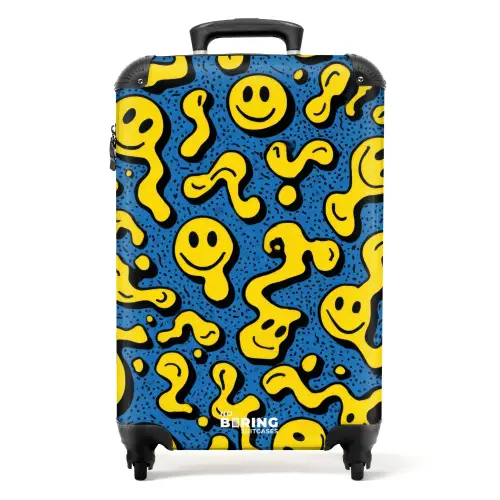 Vloeiende smiley's op een blauwe achtergrond NBS - Handbagage koffer - Kinderen Unisex middel -productfoto_recht