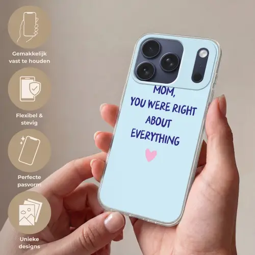 Moeder - Quote - Blauw Telefoonhoesje iPhone 17 Pro klein -sfeer3_NL