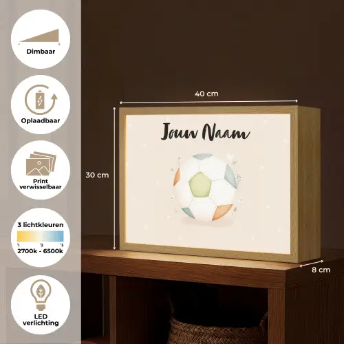 Voetbal - Rond - Pastel - Stippen Light Box met batterij (Wandlamp kind) middel -USP_websiteoverzichtNL