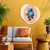 Bloemen - Blauw - Lijst - Bladeren Wandcirkel Organisch Aluminium middel -sfeer4