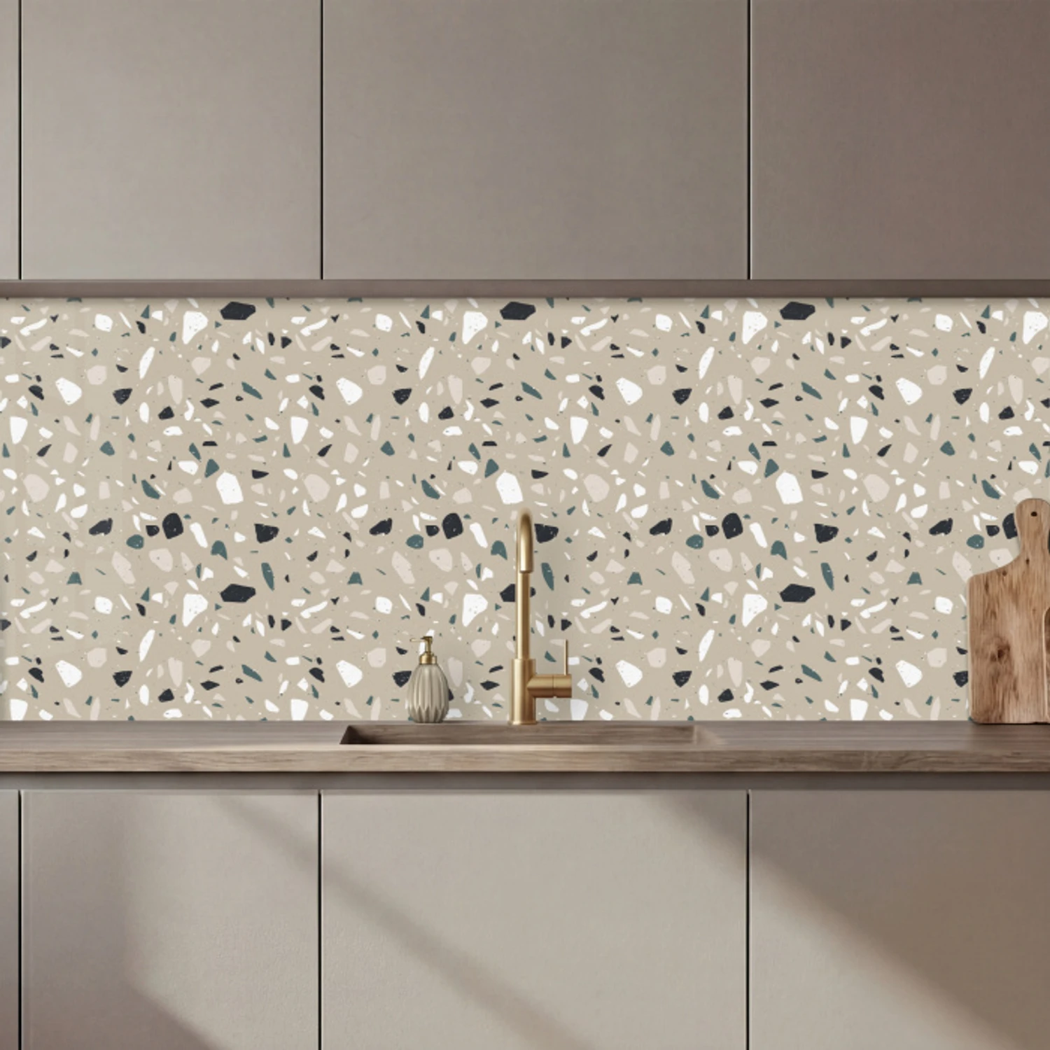 Terrazzo - Patroon - Groen keuken achterwand 2 middel 871 zz_3dshopping