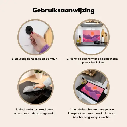 Zon - Heuvels - Paars - Abstract Inductie beschemer met haakjes klein -ky-gebruik-nl