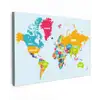 Wereldkaart - Kleuren - Letters - Kinderen - Jongens - Meisjes canvas 2cm klein -z3d