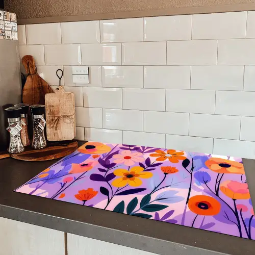 Bloemen - Kleurrijk - Bladeren Inductie beschermer vinyl 3mm klein -sfeer3