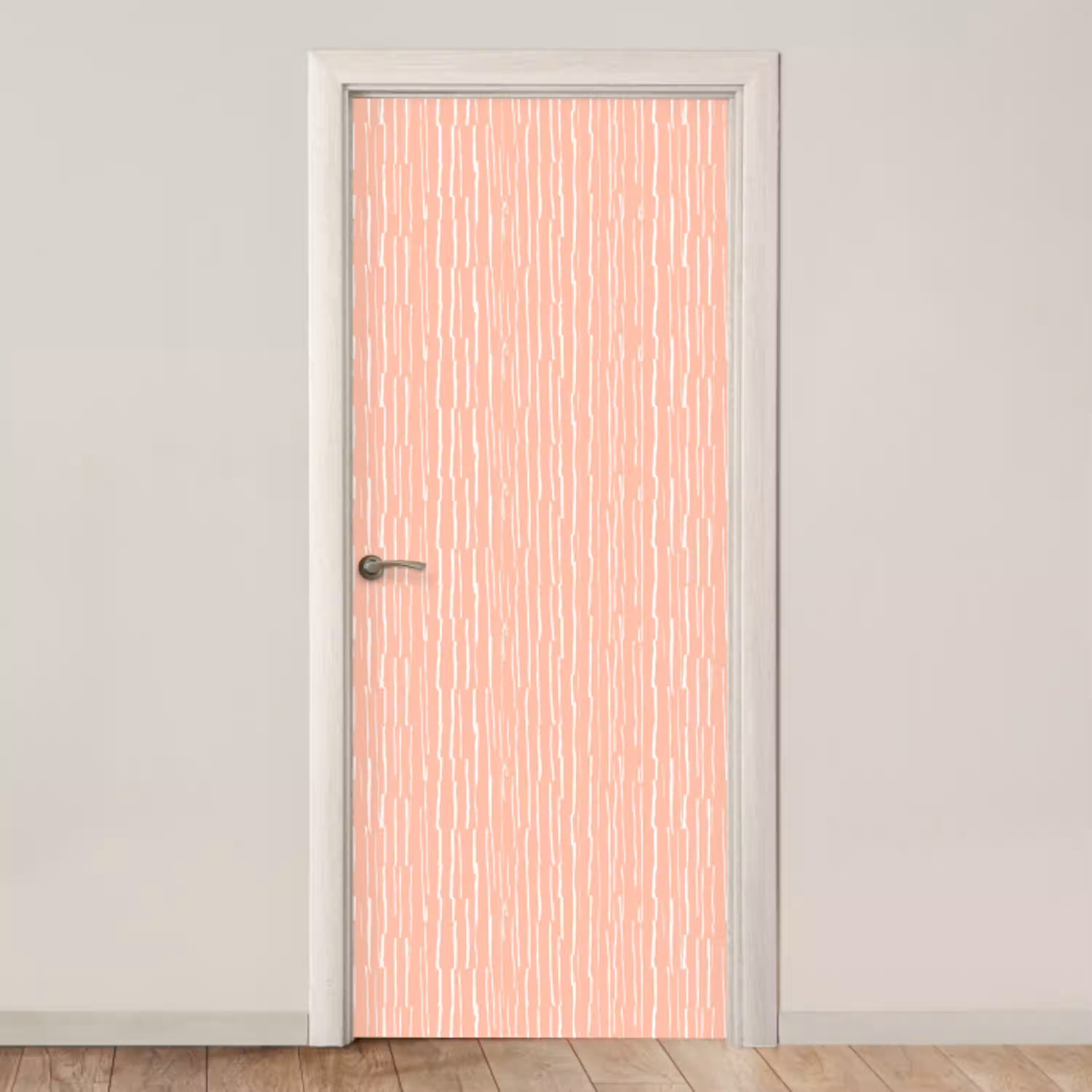 Zalmroze - Strepen - Handgetekend - Patroon deurposter klein 289 -3d_beige