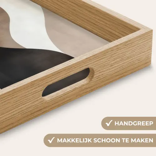 Golven - Abstract - Beige Dienblad Rechthoek middel -USP_HandgreepNL