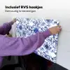 Bloemen - Blauw - Patroon - Wit Inductie beschemer met haakjes klein 777 -ky-ophangen-nl