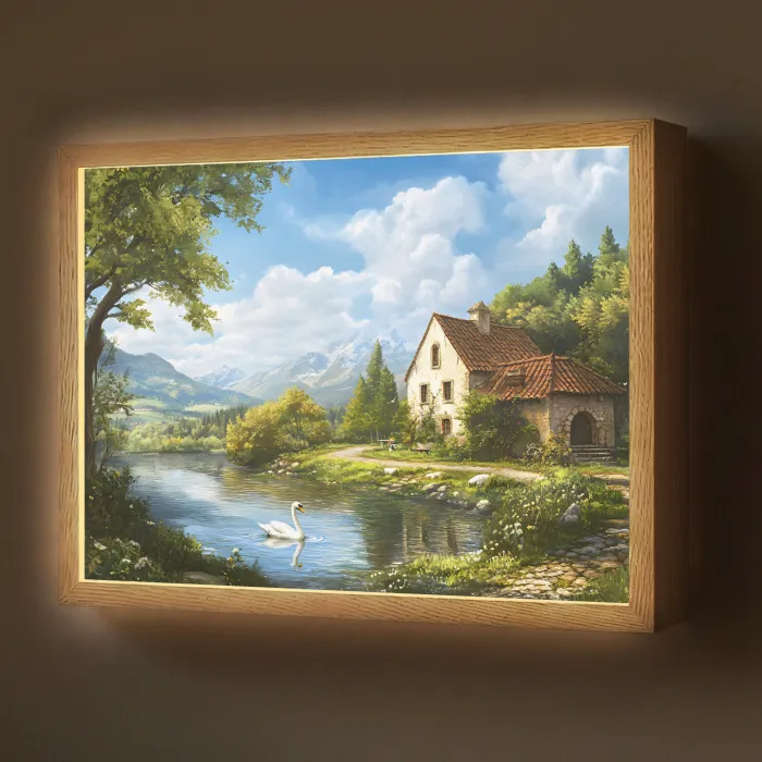 Zwaan - Bomen - Rust Light Box met batterij (Wandlamp) middel -z3d_website