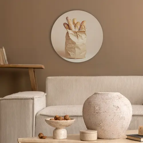 Baguette - Brood - Stokbrood - Beige Akoestische PET Vilt - Rond klein -sfeer1