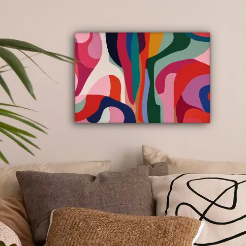 Vormen - Bochten - Kleurrijk - Abstract canvas 2cm klein -sfeer1