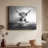 Schotse Hooglander - Spaghetti - Dieren - Zwart wit Textielframe zwart klein -sfeer3