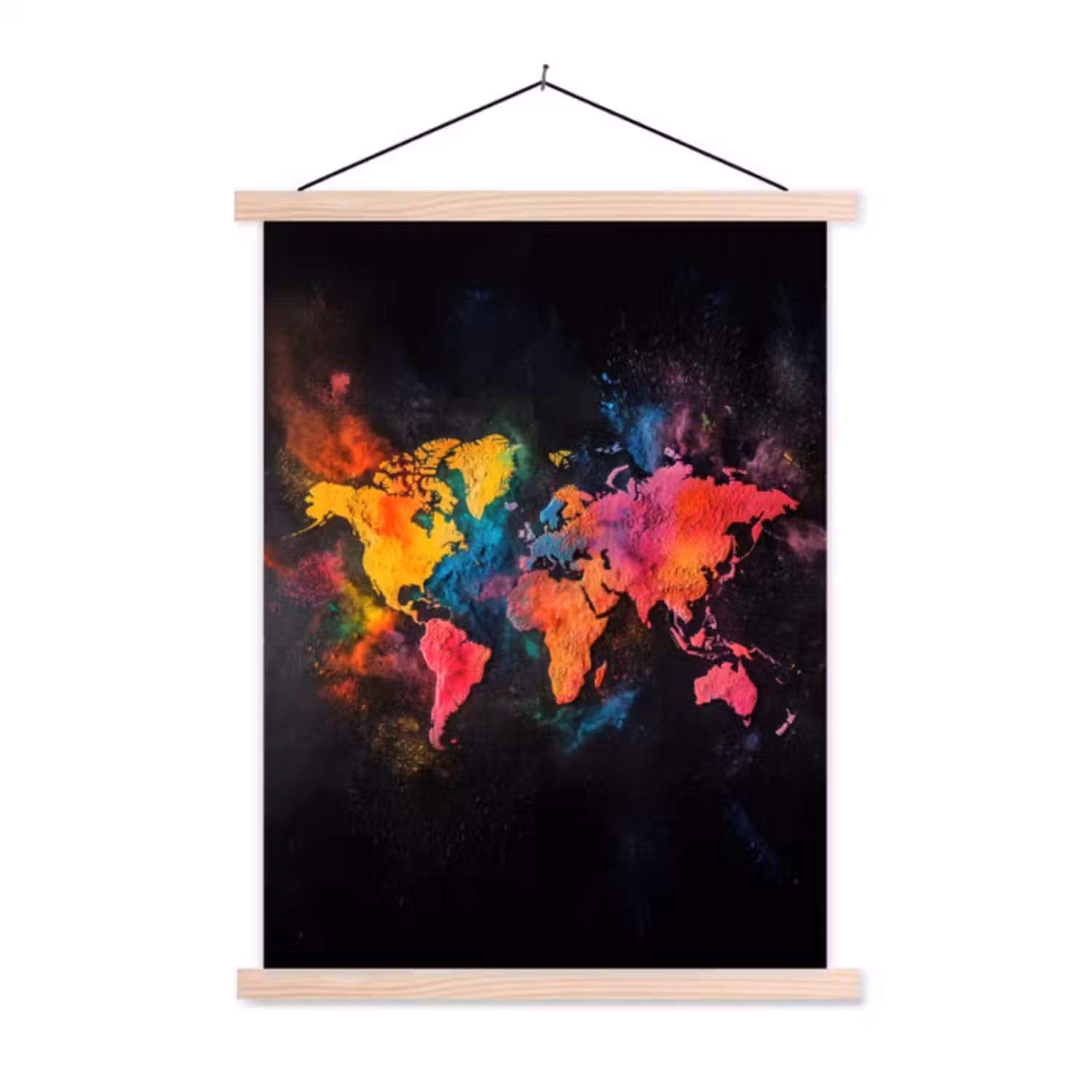 Stoffbild - Weltkarte - Puder - Farben