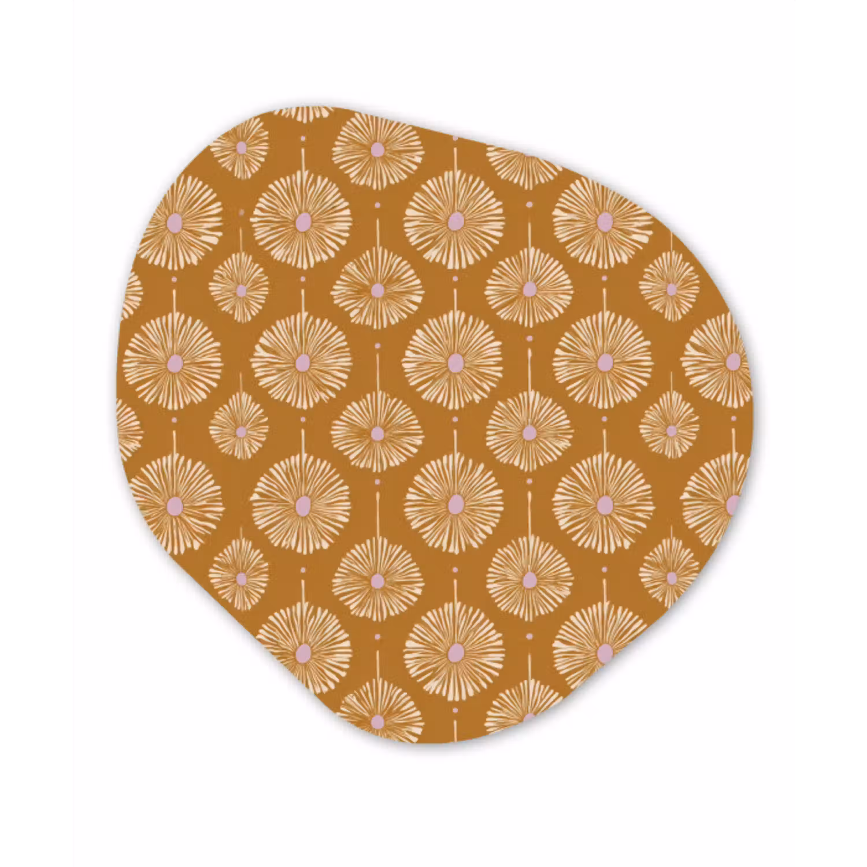 Bloemen - Modern - Oker Wandcirkel Organisch Forex 3mm klein 629 -3d