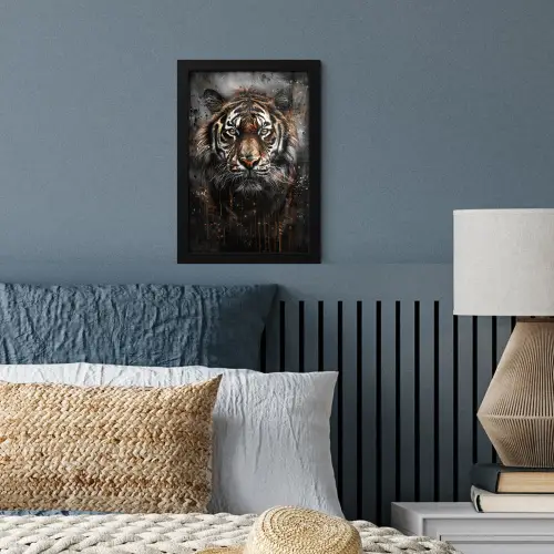 Tijger - Dieren - Portret - Luxe - Zwart fotolijst zwart zonder passe partout klein -sfeer3
