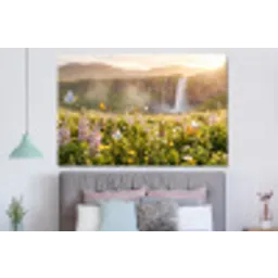 Vlinders - Waterval - Bloemenveld forex 5mm xxl -slaapkamer