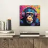 Graffiti - Chimpanzee - Street art - Koptelefoon - Aap aluminium wit klein -sfeer1