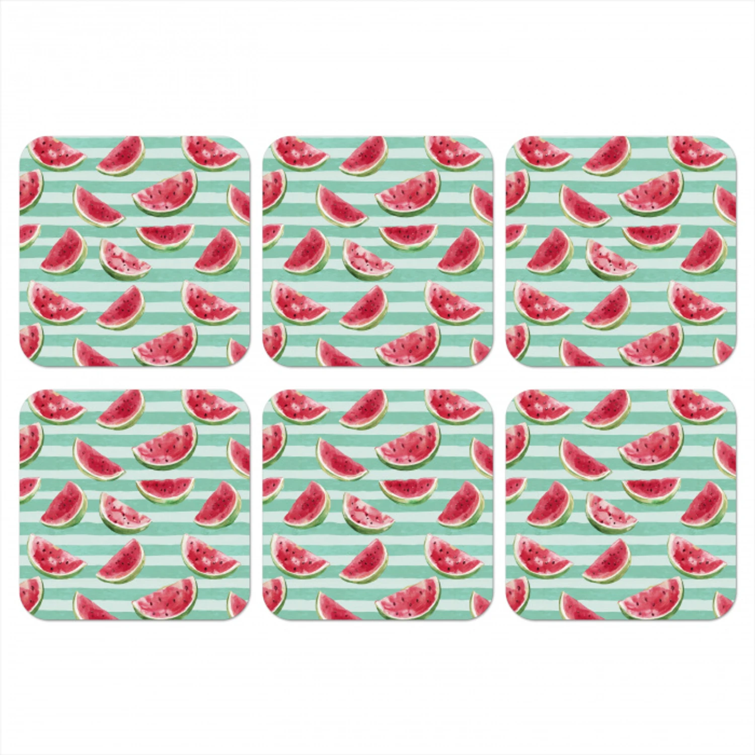 Watermeloen - Strepen - Groen onderzetter kurk middel 366 -3d
