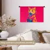 Kat - Kimono - Bloemen - Roze Wandkleed katoen klein -sfeer1