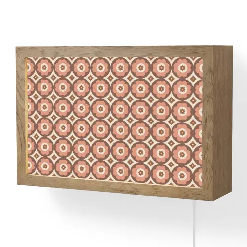 Bloemvormen - Patroon - Roze - Vintage Light Box met kabel (Wandlamp) klein -3d