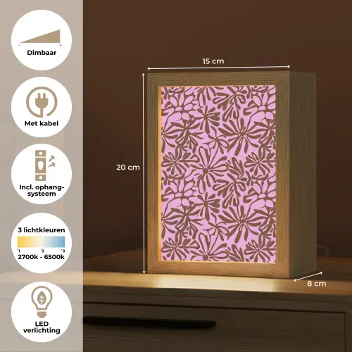 Organisch - Patroon - Roze Light Box met kabel (Tafellamp) klein 925 -USP_NL