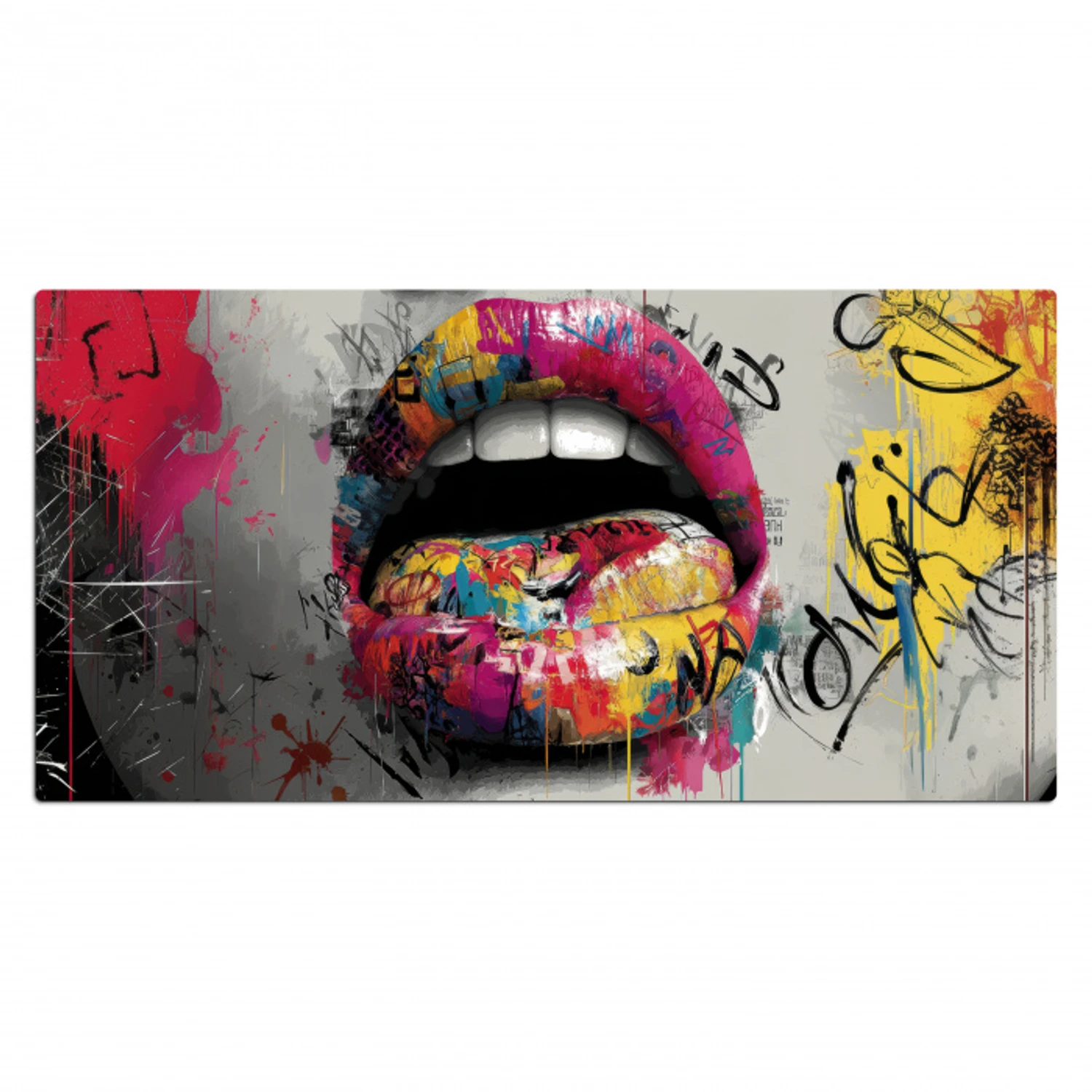 Lippen - Graffiti - Expressief Muismat XXL klein -3d_leeg