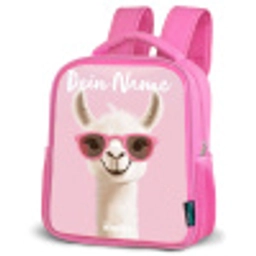 Lama - Wit - Zonnebril - Wimpers Kinderrugzak - Roze middel -schuin